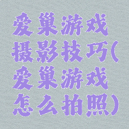 爱巢游戏摄影技巧(爱巢游戏怎么拍照)