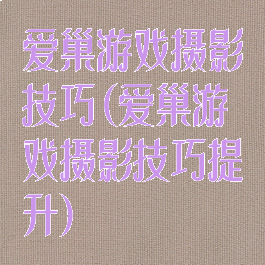 爱巢游戏摄影技巧(爱巢游戏摄影技巧提升)