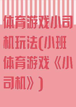 体育游戏小司机玩法(小班体育游戏《小司机》)