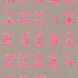 单眼石菩萨金刚经(单眼石菩萨金刚经这是什么式神)
