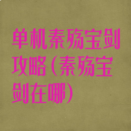 单机秦殇宝剑攻略(秦殇宝剑在哪)