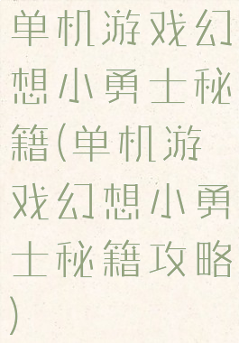 单机游戏幻想小勇士秘籍(单机游戏幻想小勇士秘籍攻略)