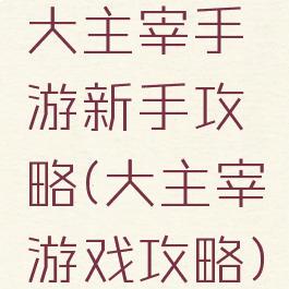 大主宰手游新手攻略(大主宰游戏攻略)