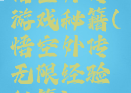 悟空外传游戏秘籍(悟空外传无限经验秘籍)