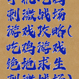 手机吃鸡刺激战场游戏攻略(吃鸡游戏绝地求生刺激战场)