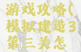 模拟建造3游戏攻略(模拟建造3第三关怎么过)