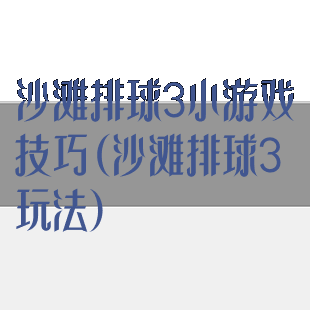 沙滩排球3小游戏技巧(沙滩排球3玩法)