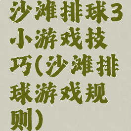 沙滩排球3小游戏技巧(沙滩排球游戏规则)