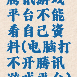 腾讯游戏平台不能看自己资料(电脑打不开腾讯游戏平台)