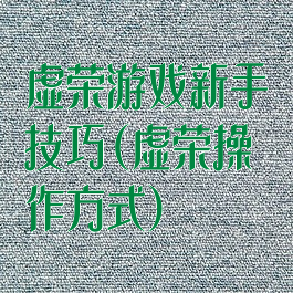 虚荣游戏新手技巧(虚荣操作方式)