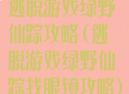 逃脱游戏绿野仙踪攻略(逃脱游戏绿野仙踪找眼镜攻略)