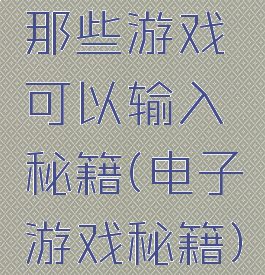 那些游戏可以输入秘籍(电子游戏秘籍)